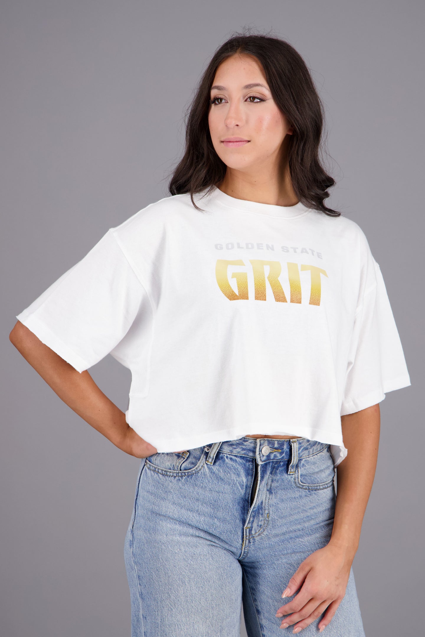 Golden State Grit White Crop Tee