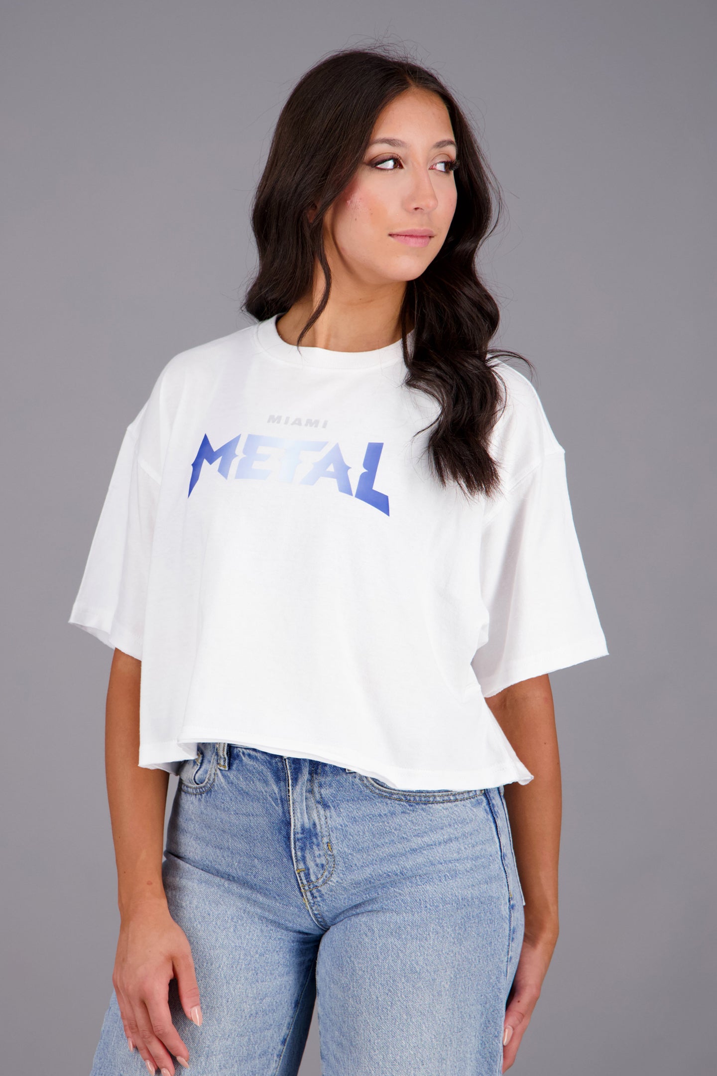Miami Metal White Crop Tee