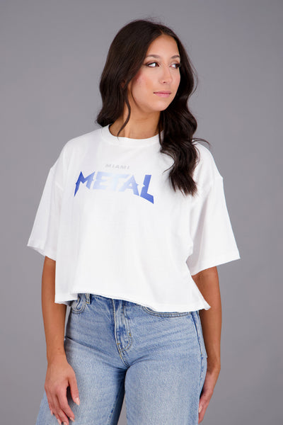 Miami Metal White Crop Tee