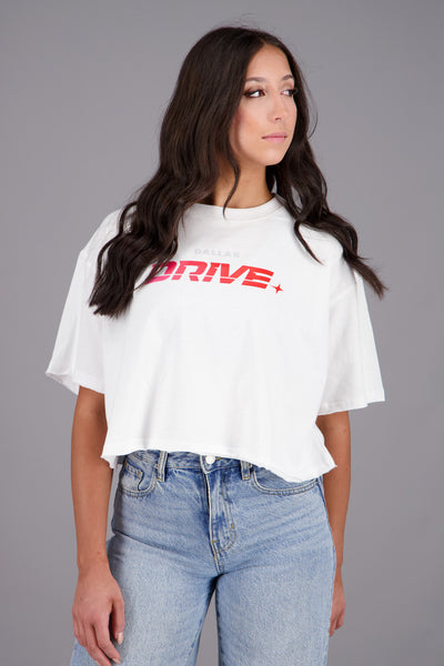 Dallas Drive White Crop Tee