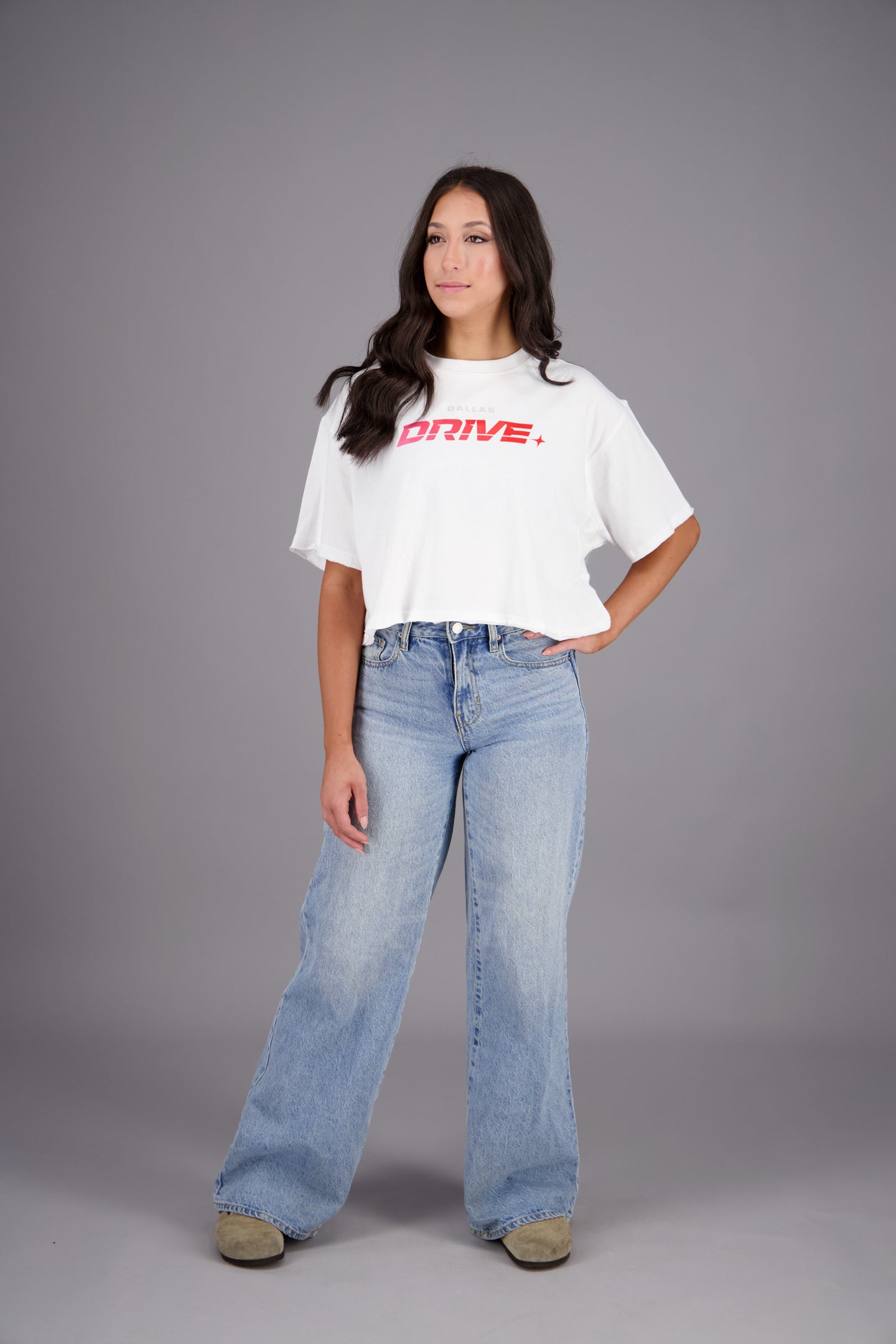 Dallas Drive White Crop Tee