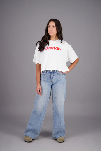 Dallas Drive White Crop Tee